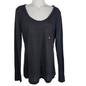 Maurice’s Woman T Shirt Black Long Sleeve Sheer Scoop Large Layering Lightweight